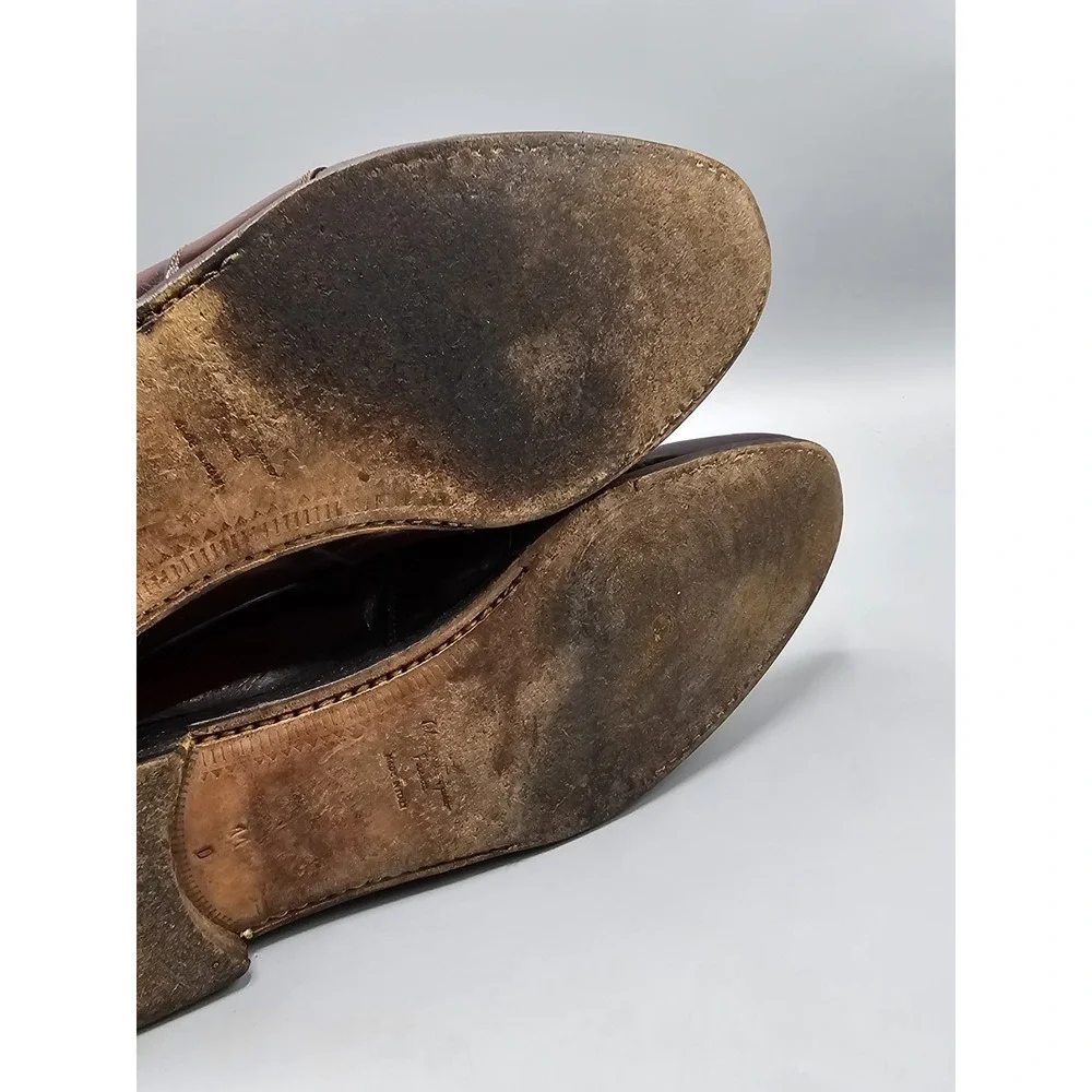 Vintage Salvatore Ferragamo‎ Brogue Slip On Burgundy Loafers Men's 11.5 D Italy